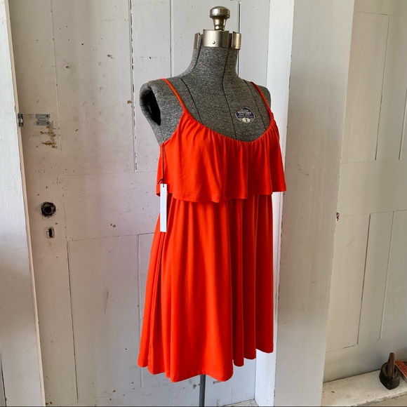 Susana Monaco Sunset Orange Flutter top Mini Dress - Picture 4 of 10